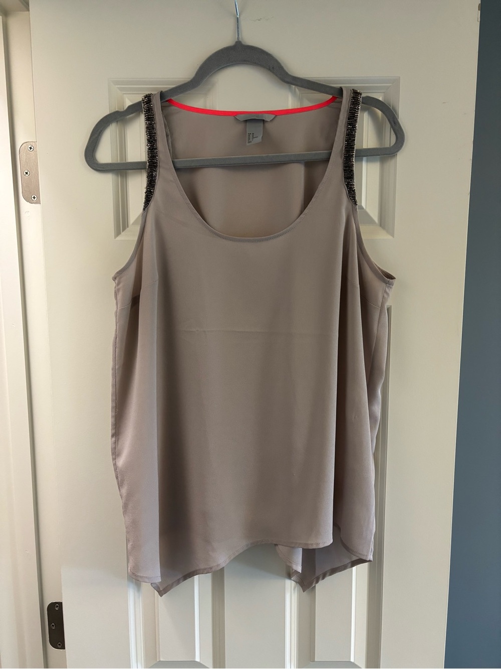 H&M Taupe Beaded Strap Sleeveless Camisole